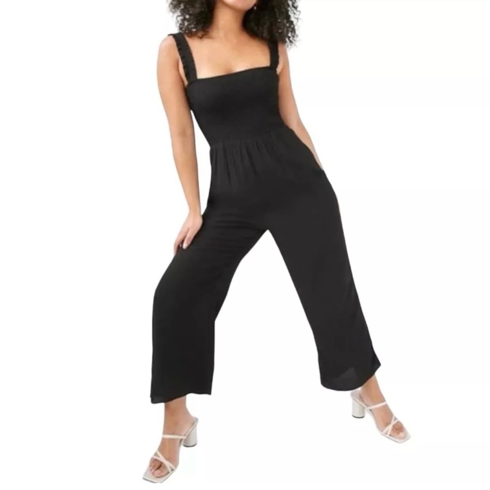 Aritzia Wilfred Chianti Smocked Black Jumpsuit
